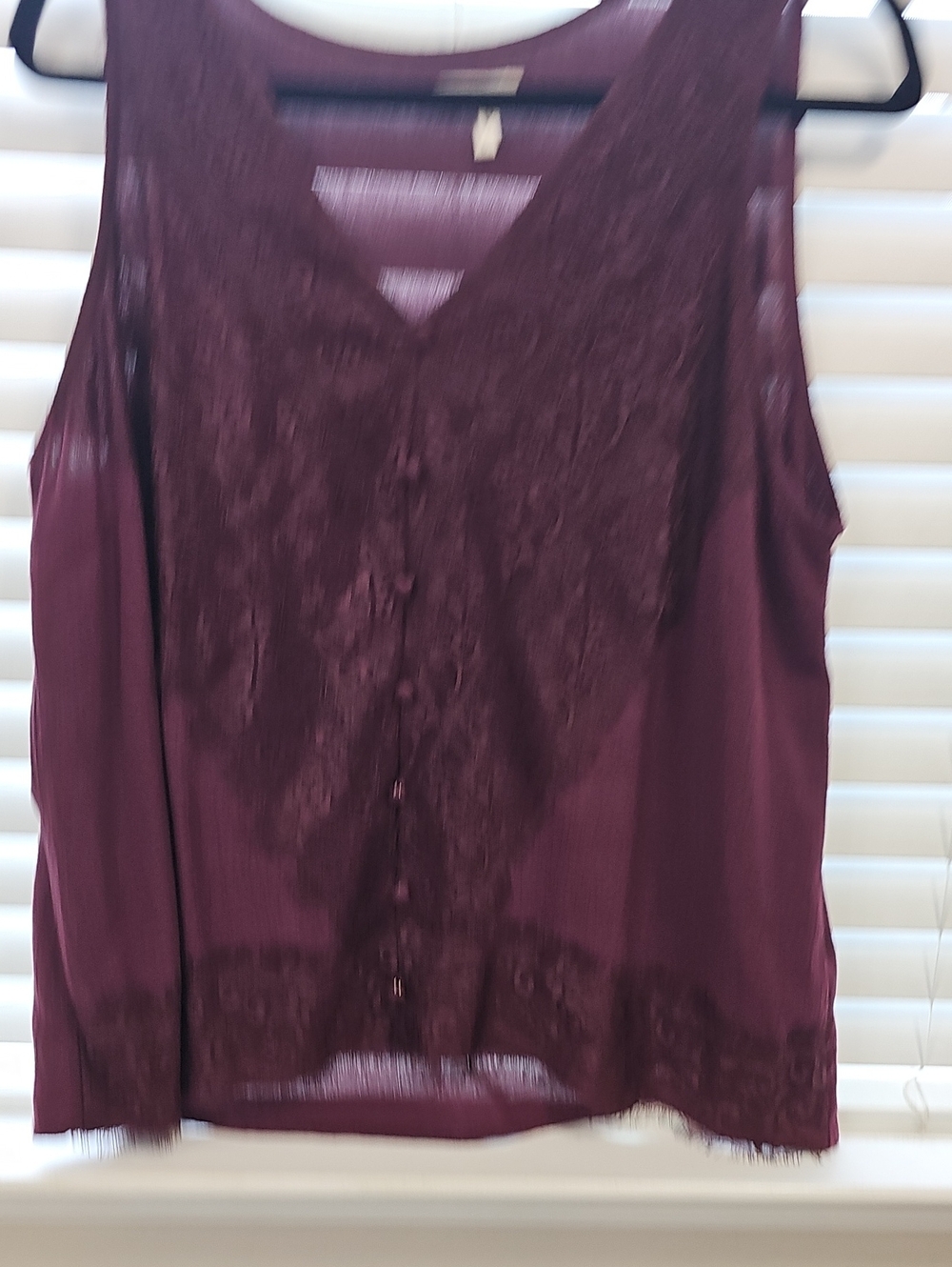 Maurices Lace-Front Sleeveless V-Neck Shell in Plum